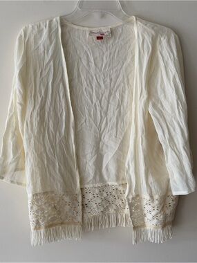 Red Camel Girls Cream Textured Top Cardigan Blouse